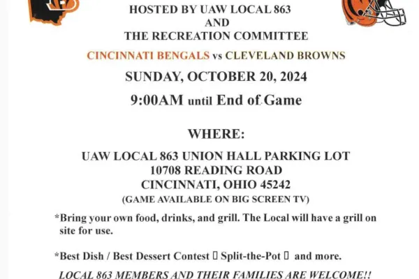 UAW Local 863 Cincinnati Bengals Tailgate Bulletin- 2024